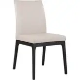 Tokyo Dining Chair in Wheat Neutral Leather & Dark Wood (Set of 2)